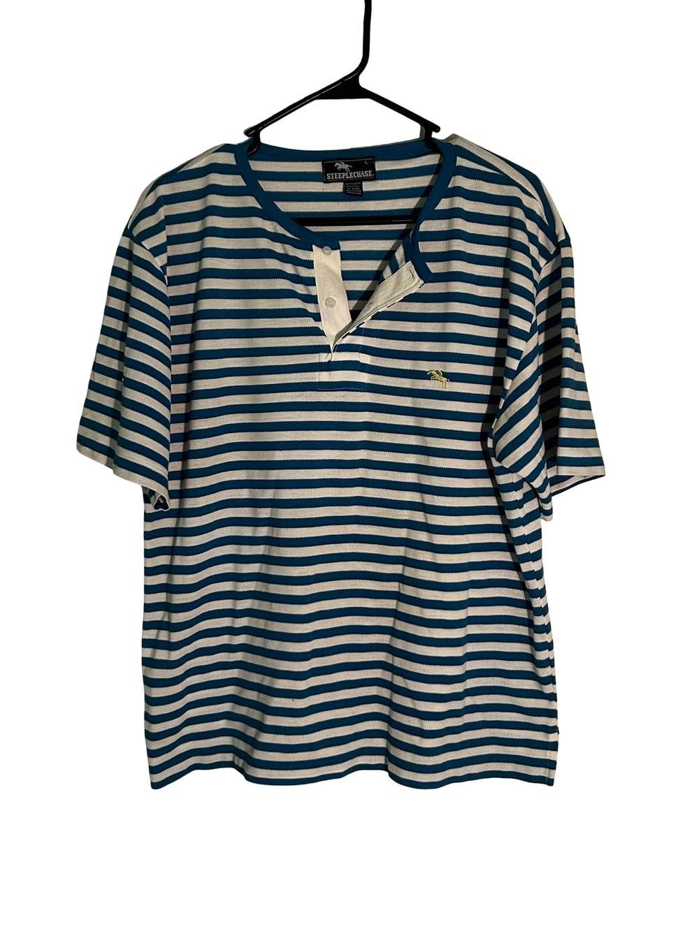 Striped Blue & White Short-Sleeve Henley Polo by St. Croix Classic